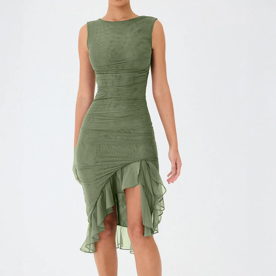 The Sultry Edge | Solid Color Sleeveless Backless Midi Dress FD - Image 5