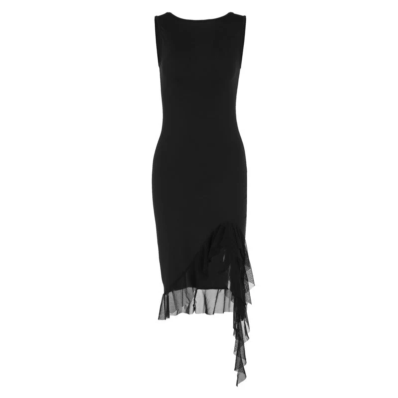 The Sultry Edge | Solid Color Sleeveless Backless Midi Dress FD - Image 6