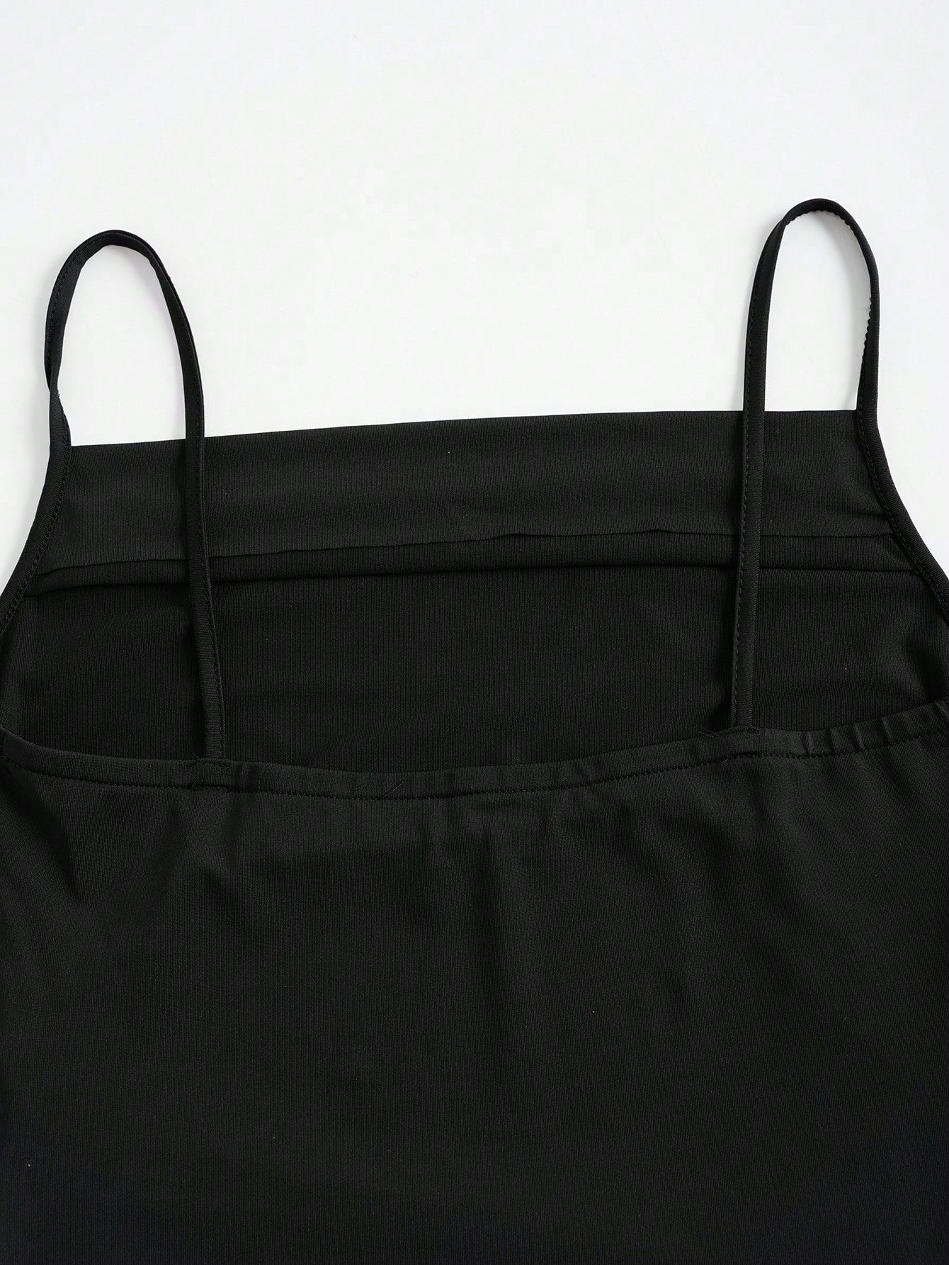 The Sultry Flow | Solid Black Ruched Mermaid Cami Maxi Dress - Image 5