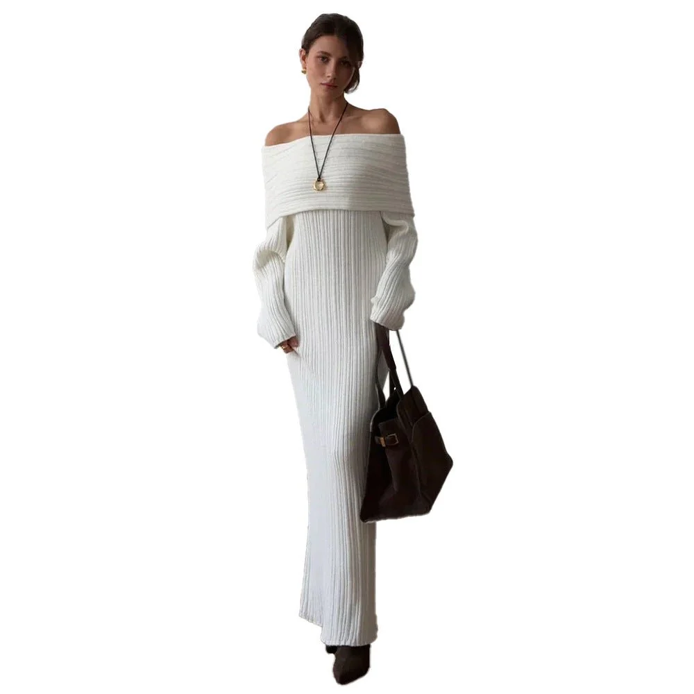The Sultry Glow | Off-Shoulder Long-Sleeve High-Waist Hip Wrap Maxi Dress - Image 5