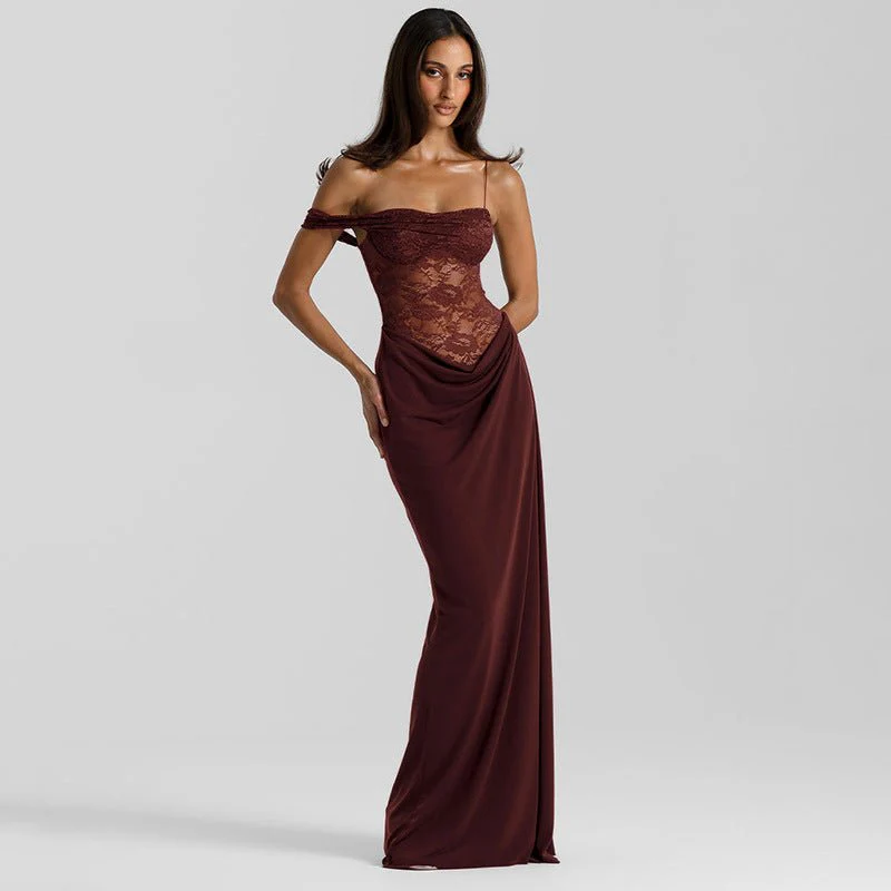 The Sultry Slit | Women's Sexy Lace Side-Slit Suspender Maxi Dress - Image 3