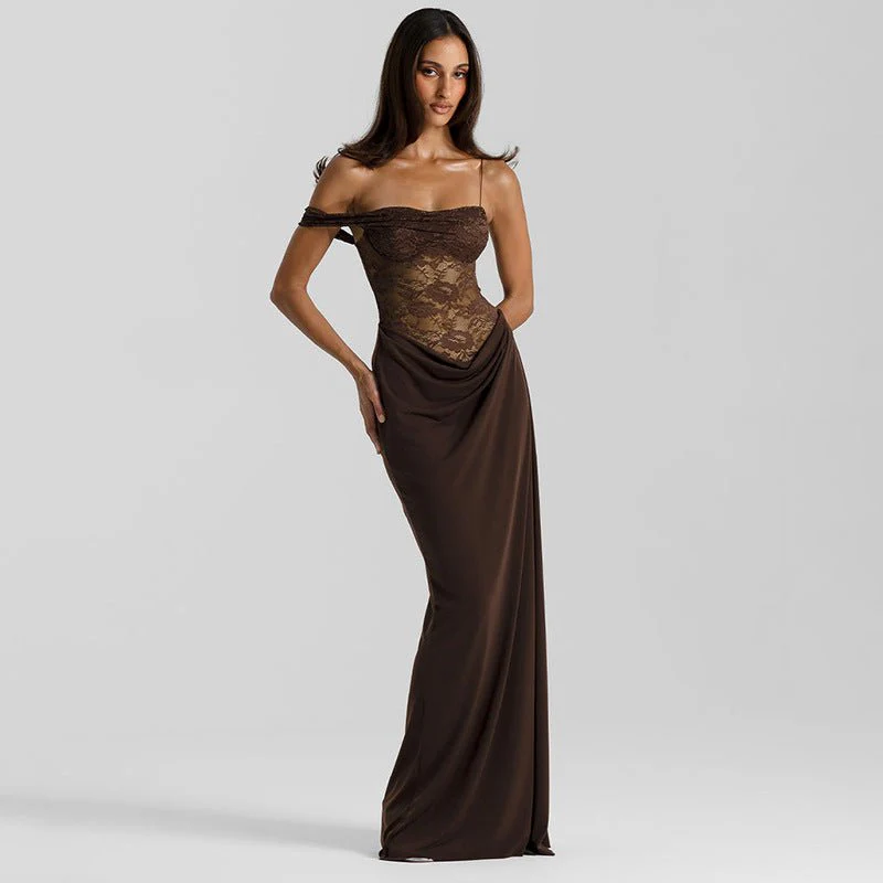 The Sultry Slit | Women's Sexy Lace Side-Slit Suspender Maxi Dress - Image 5