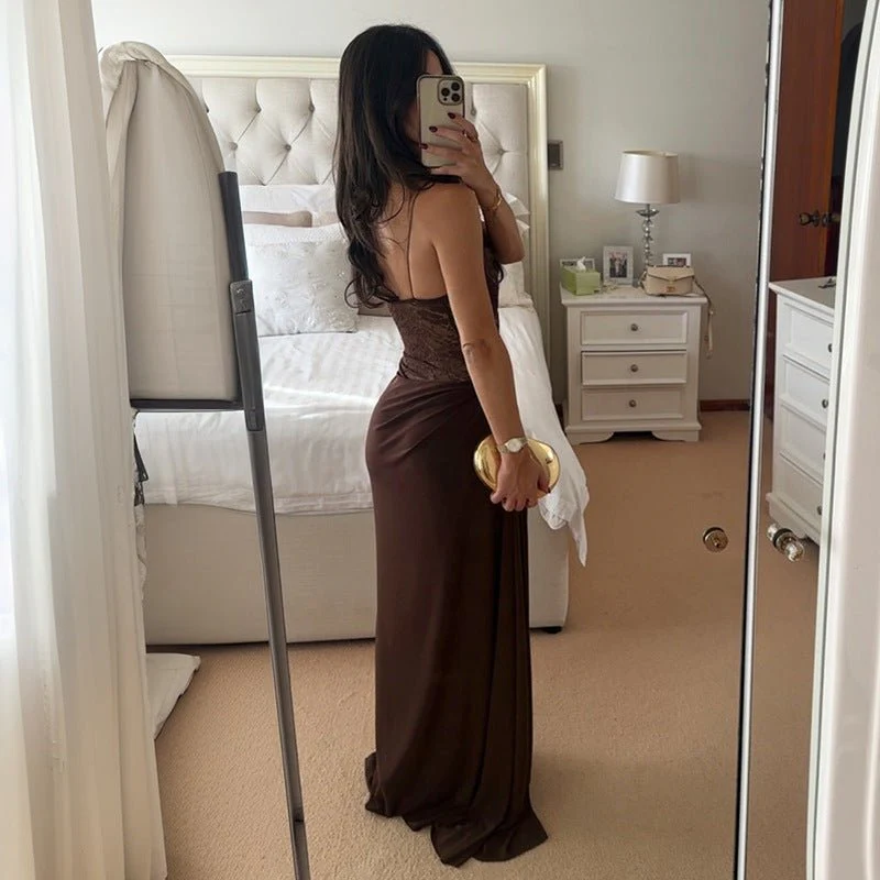 The Sultry Slit | Women's Sexy Lace Side-Slit Suspender Maxi Dress - Image 7