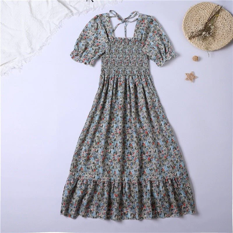 The Sweet Breeze | Floral Square-Neck A-Line Chiffon Dress - Image 13
