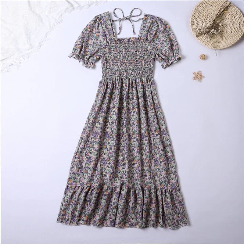 The Sweet Breeze | Floral Square-Neck A-Line Chiffon Dress - Image 15