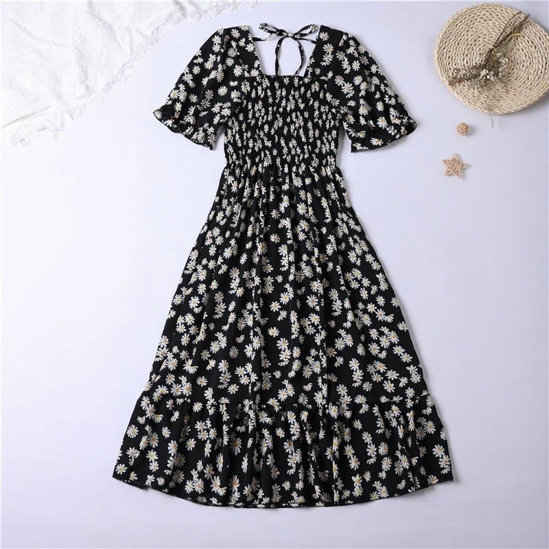 The Sweet Breeze | Floral Square-Neck A-Line Chiffon Dress - Image 8