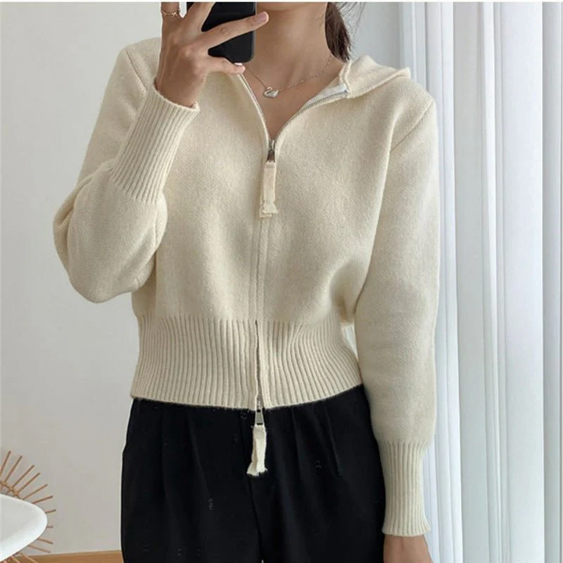The Sweet Hood | Women's Loose Hooded Knit Cardigan Sweater