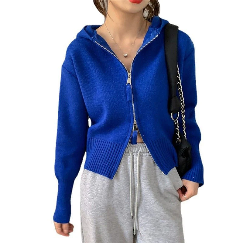 The Sweet Hood | Women's Loose Hooded Knit Cardigan Sweater - Image 11