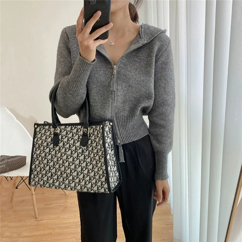 The Sweet Hood | Women's Loose Hooded Knit Cardigan Sweater - Image 2