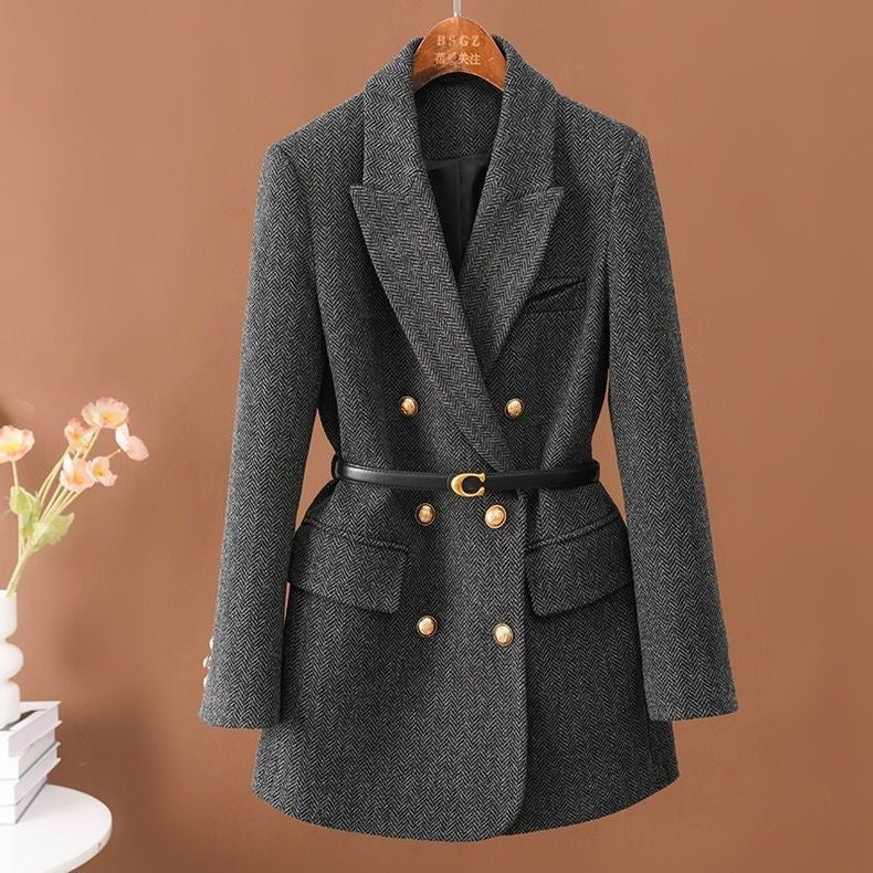 The Tailored Elegance | Women's Double-Breasted Slim Blazer with Belt - Image 3