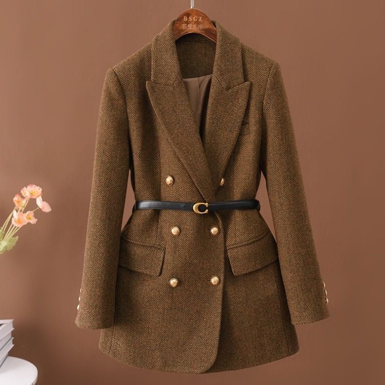 The Tailored Elegance | Women's Double-Breasted Slim Blazer with Belt - Image 7