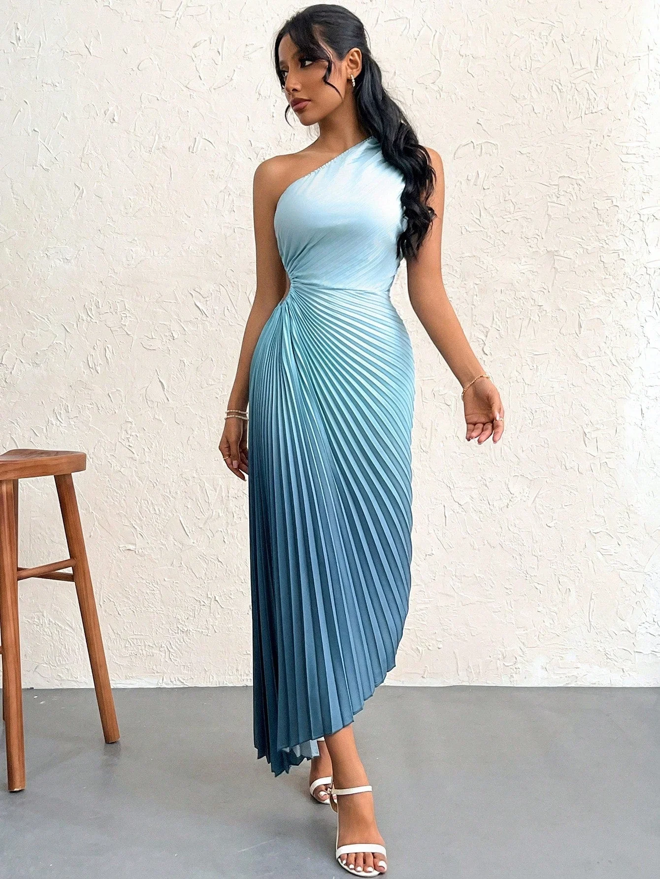 The Tie-Dye Dream | Women's Asymmetrical Tie-Dye Print Ruffle Hem Maxi Dress - Image 3