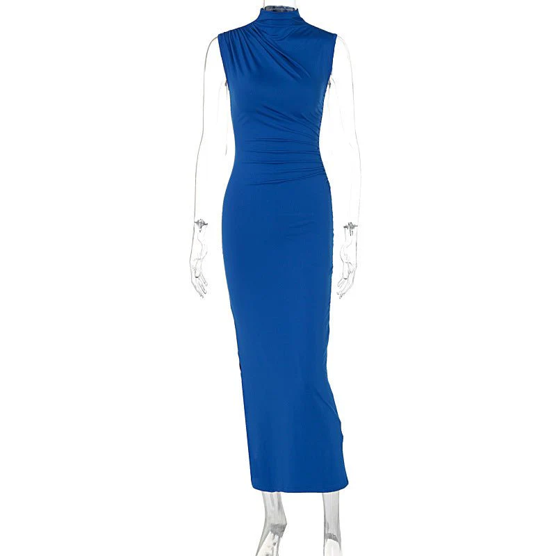 The Timeless Allure | Solid Color Sleeveless High Waist Slit Maxi Dres - Image 15