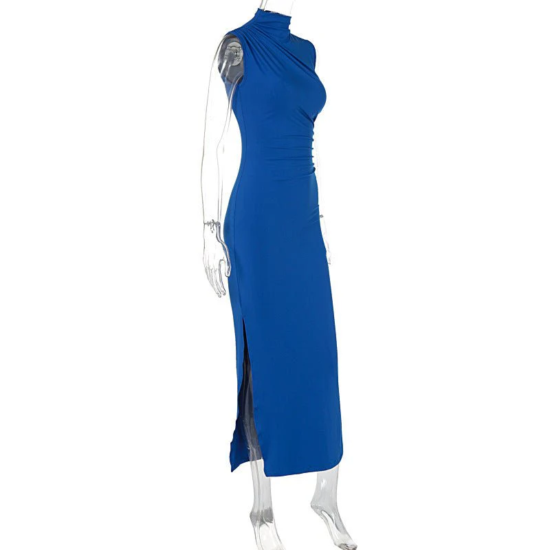 The Timeless Allure | Solid Color Sleeveless High Waist Slit Maxi Dres - Image 16