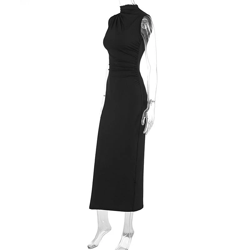 The Timeless Allure | Solid Color Sleeveless High Waist Slit Maxi Dres - Image 19