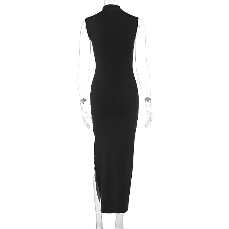 The Timeless Allure | Solid Color Sleeveless High Waist Slit Maxi Dres - Image 20