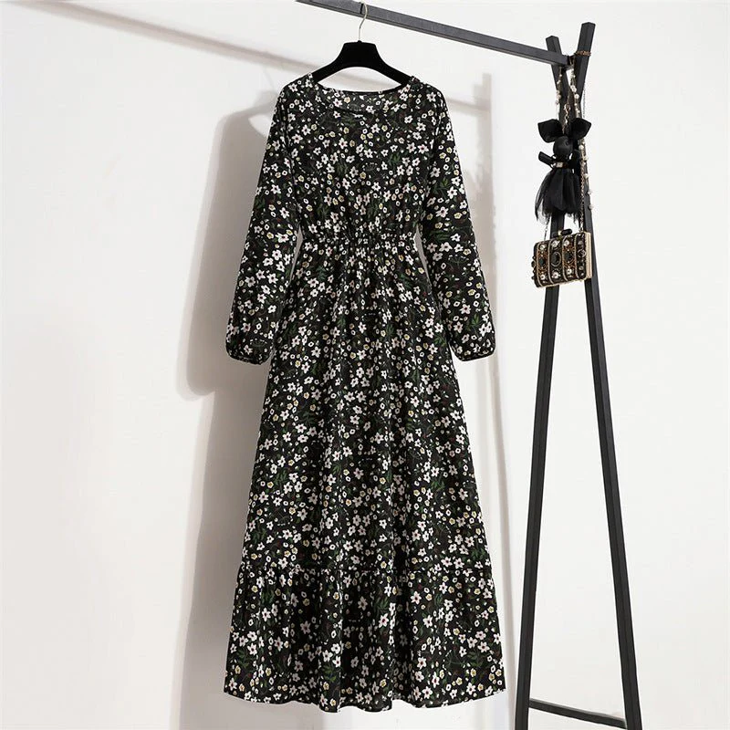 The Timeless Bloom | Geometric Floral High-Waist A-Line Long Dress - Image 17