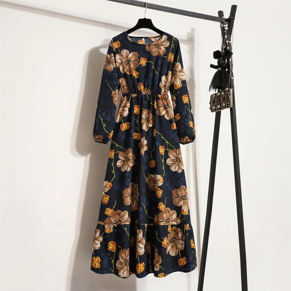 The Timeless Bloom | Geometric Floral High-Waist A-Line Long Dress - Image 22