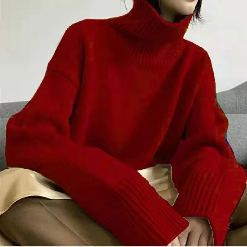 The Timeless Cozy | Women's Turtleneck Loose Knit Sweater - Image 6
