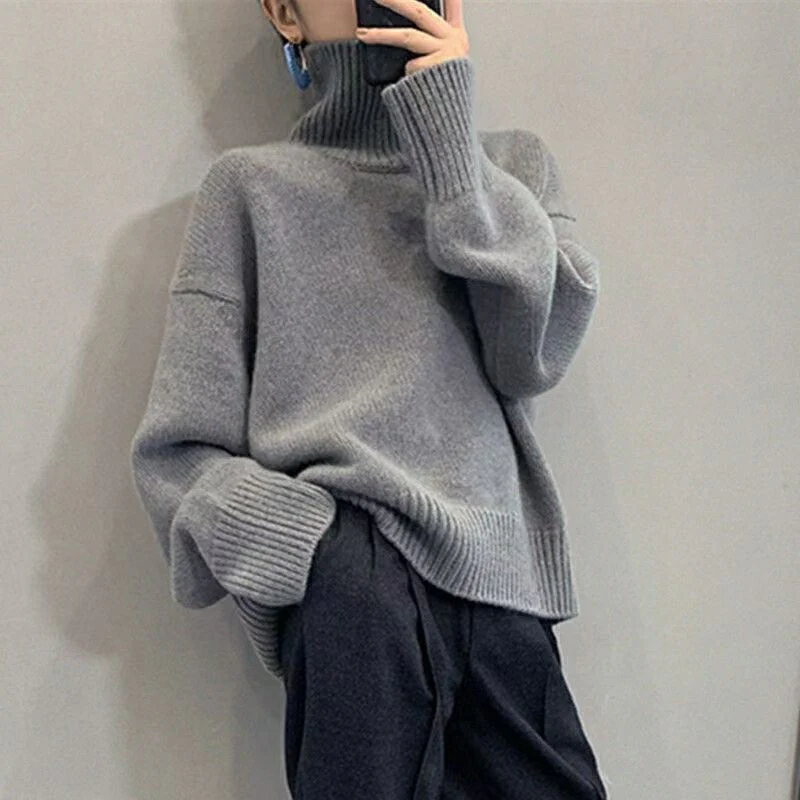 The Timeless Cozy | Women's Turtleneck Loose Knit Sweater - Image 7
