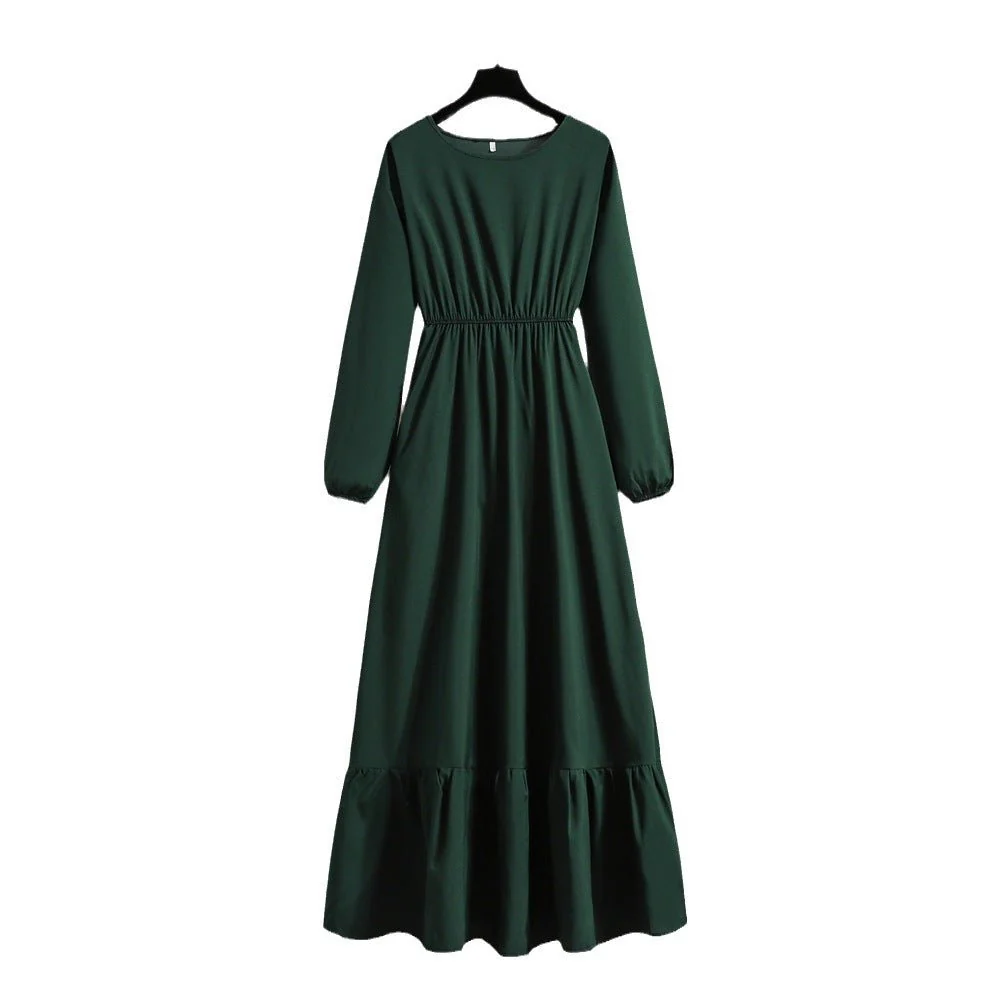The Timeless Flow | Solid Color High-Waist A-Line Long Dress - Image 5