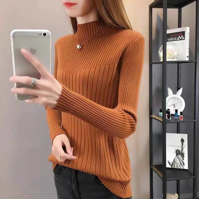 The Timeless Grace | Women's Slim-Fit Semi-Turtleneck Pullover Sweater - Image 12
