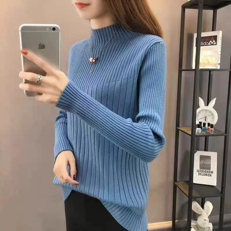 The Timeless Grace | Women's Slim-Fit Semi-Turtleneck Pullover Sweater - Image 13