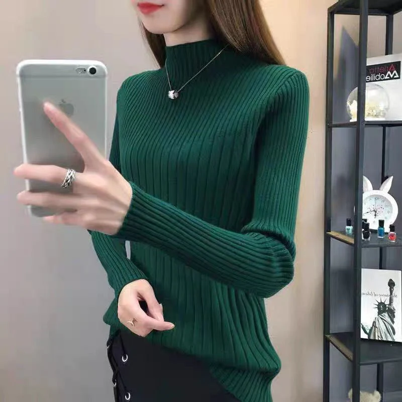 The Timeless Grace | Women's Slim-Fit Semi-Turtleneck Pullover Sweater - Image 15