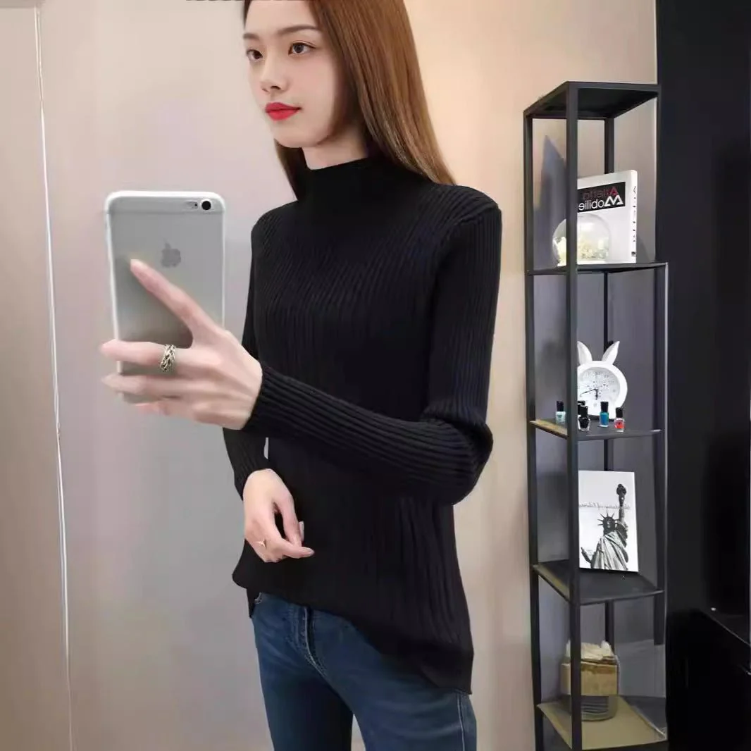 The Timeless Grace | Women's Slim-Fit Semi-Turtleneck Pullover Sweater - Image 2