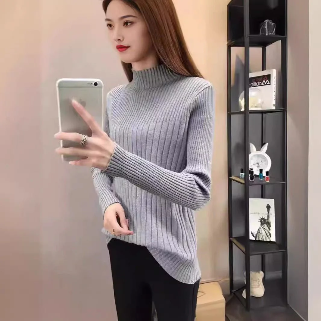 The Timeless Grace | Women's Slim-Fit Semi-Turtleneck Pullover Sweater - Image 4