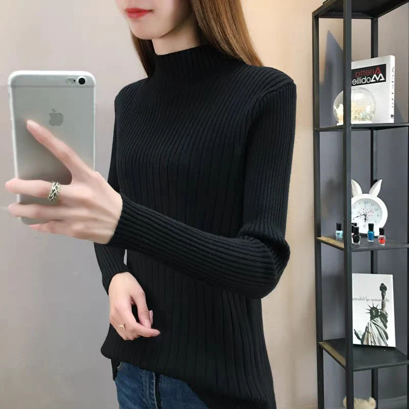 The Timeless Grace | Women's Slim-Fit Semi-Turtleneck Pullover Sweater - Image 6