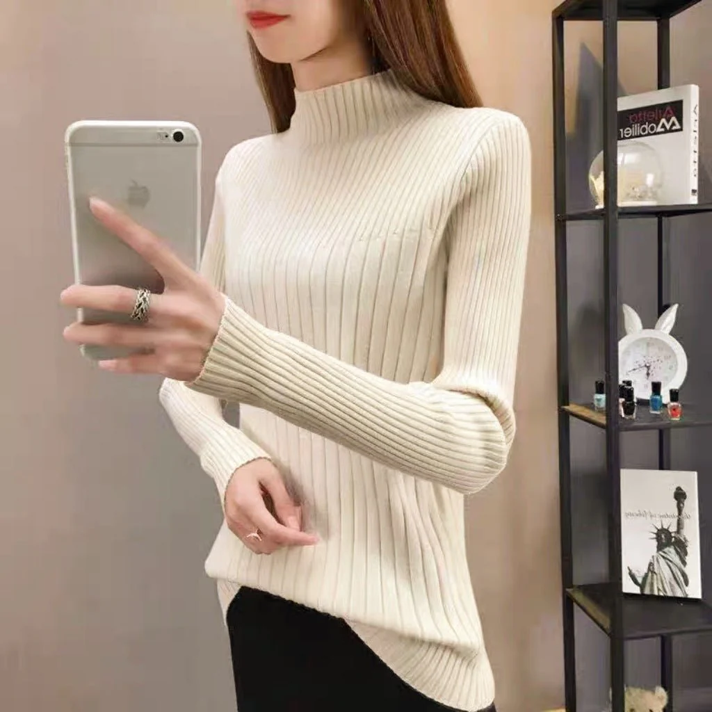 The Timeless Grace | Women's Slim-Fit Semi-Turtleneck Pullover Sweater - Image 8
