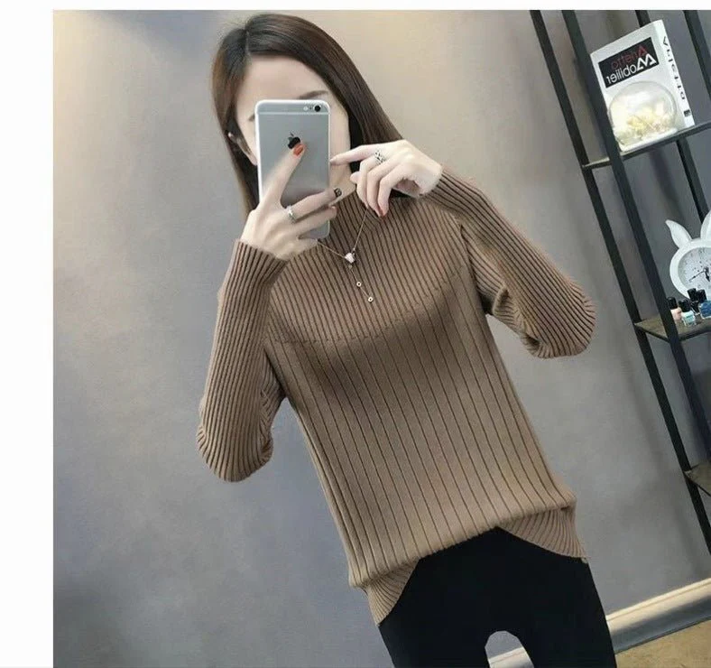 The Timeless Grace | Women's Slim-Fit Semi-Turtleneck Pullover Sweater - Image 9