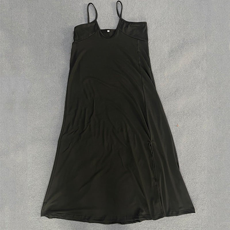 The Timeless Temptation | Solid Color V-Neck Suspender Midi Dress - Image 19