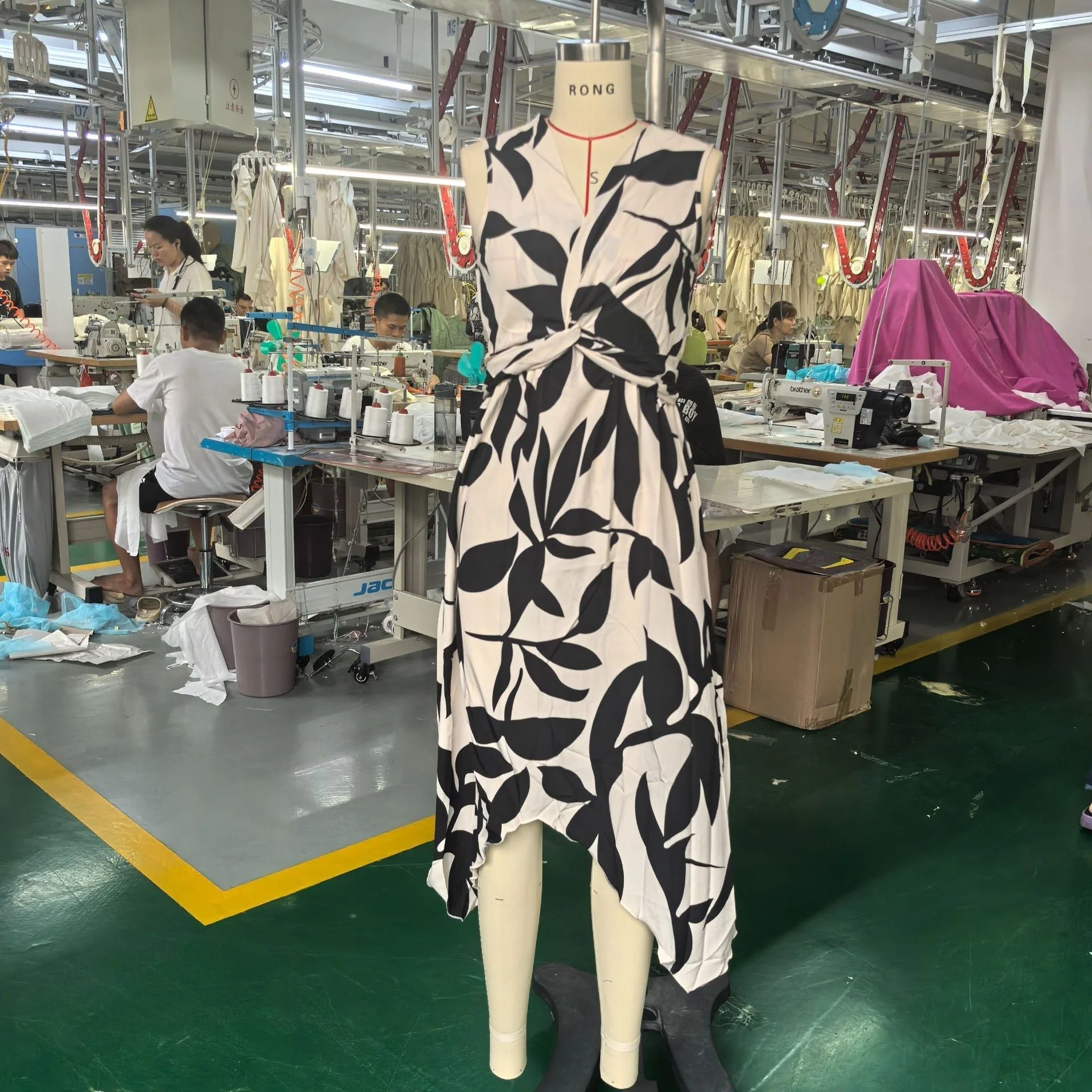 The Twisted Bloom | Floral Leaf Print Twist Irregular Midi Dress - Image 19