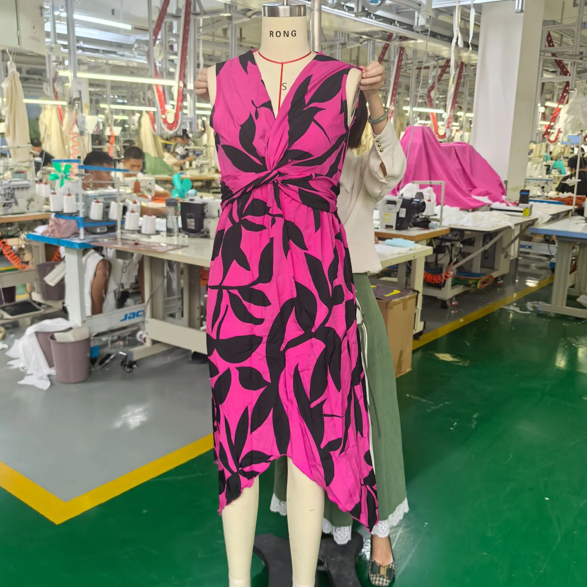The Twisted Bloom | Floral Leaf Print Twist Irregular Midi Dress - Image 23