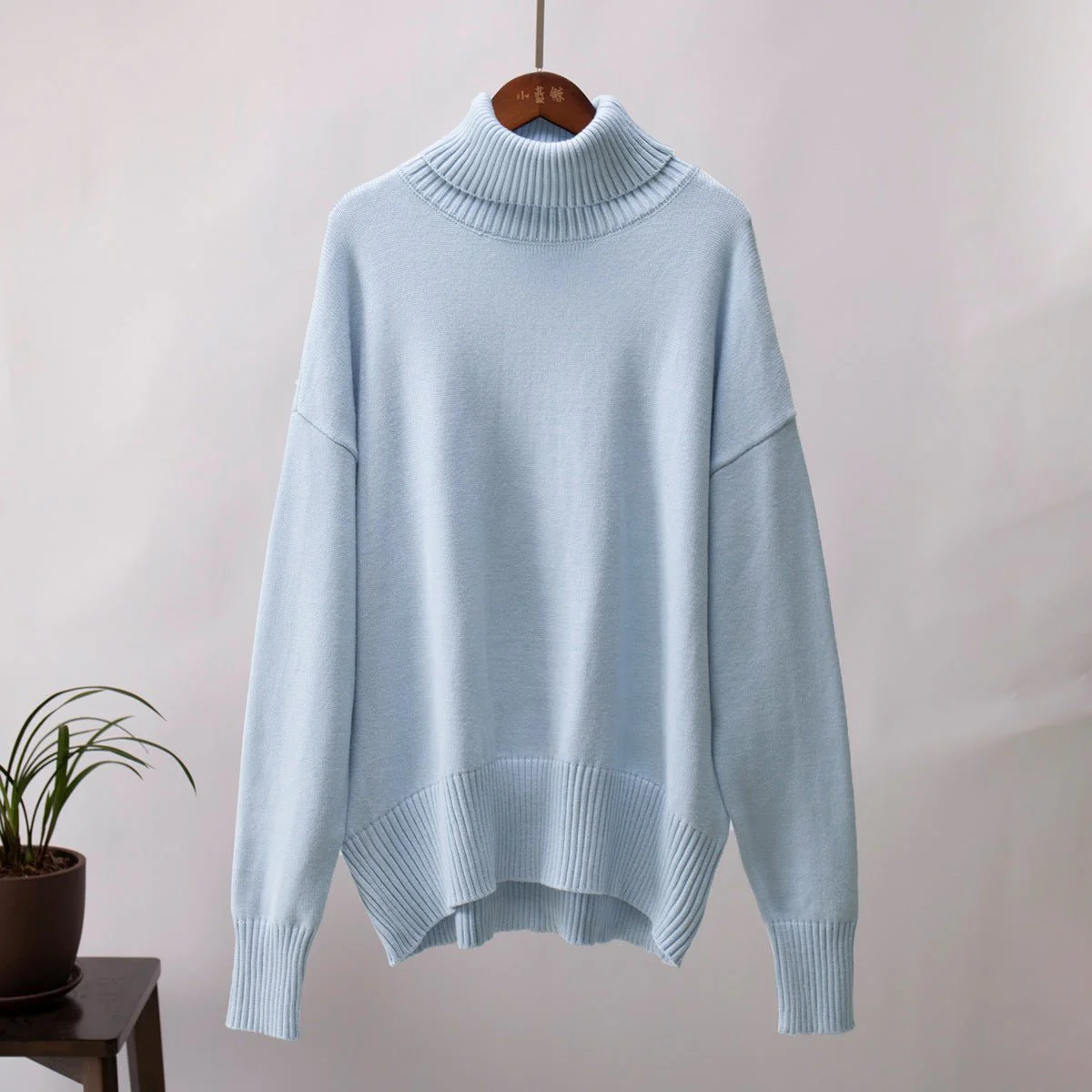 The Urban Cozy | Solid Color Turtleneck Hooded Knit Sweater - Image 8