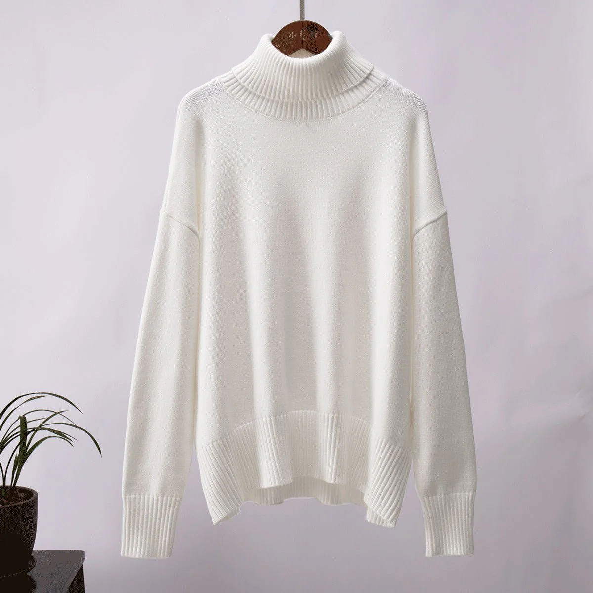 The Urban Cozy | Solid Color Turtleneck Hooded Knit Sweater FD - Image 11