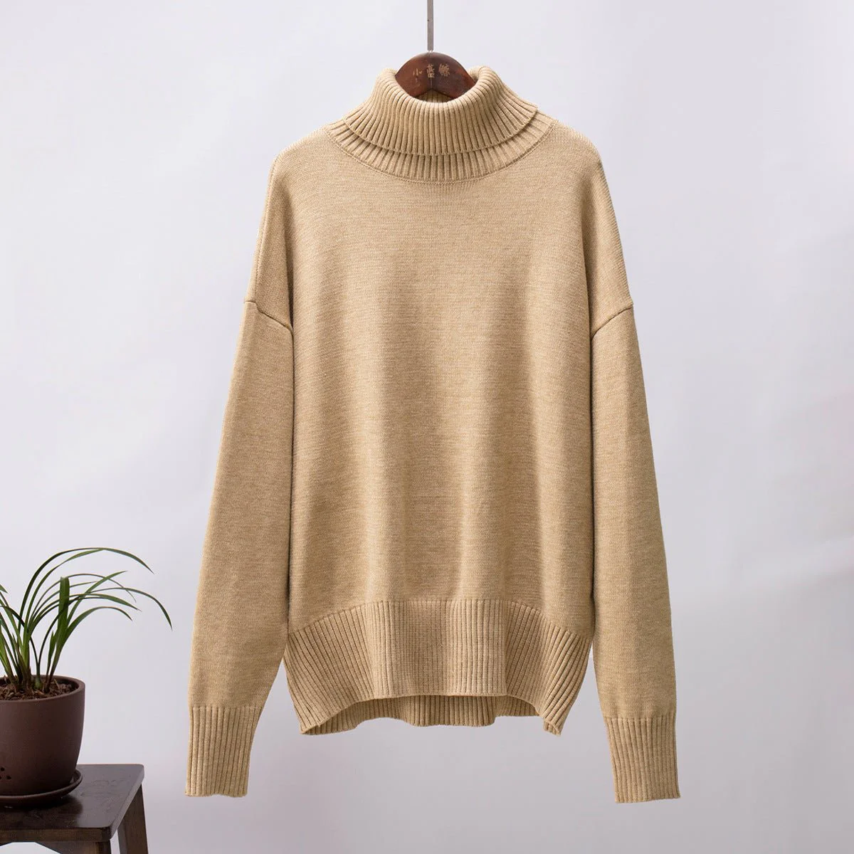 The Urban Cozy | Solid Color Turtleneck Hooded Knit Sweater FD - Image 22