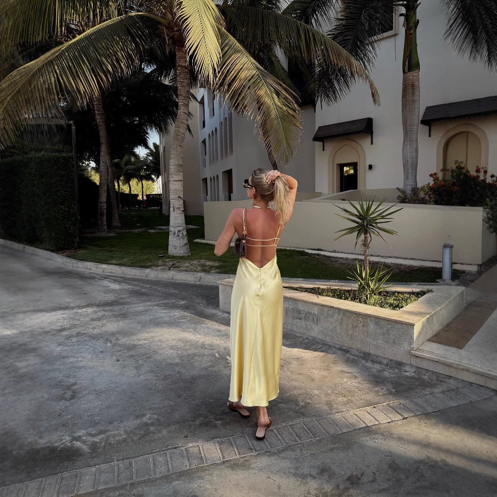 The Urban Edge | Solid Color High Waist Suspender Midi Dress - Image 4