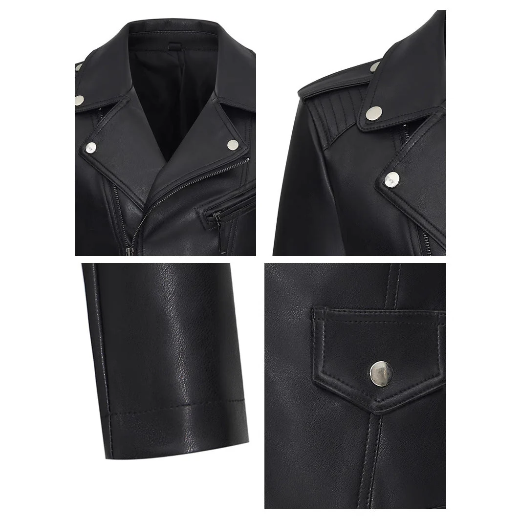 The Urban Elegance | Women's Slim Fit Black PU Leather Jacket - Image 4