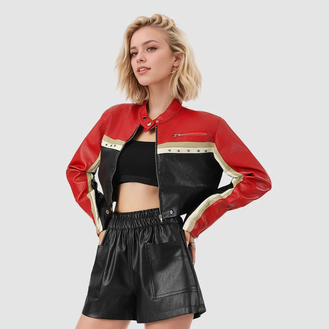 The Urban Rebel | Women's Loose Fit Black PU Leather Jacket - Image 2