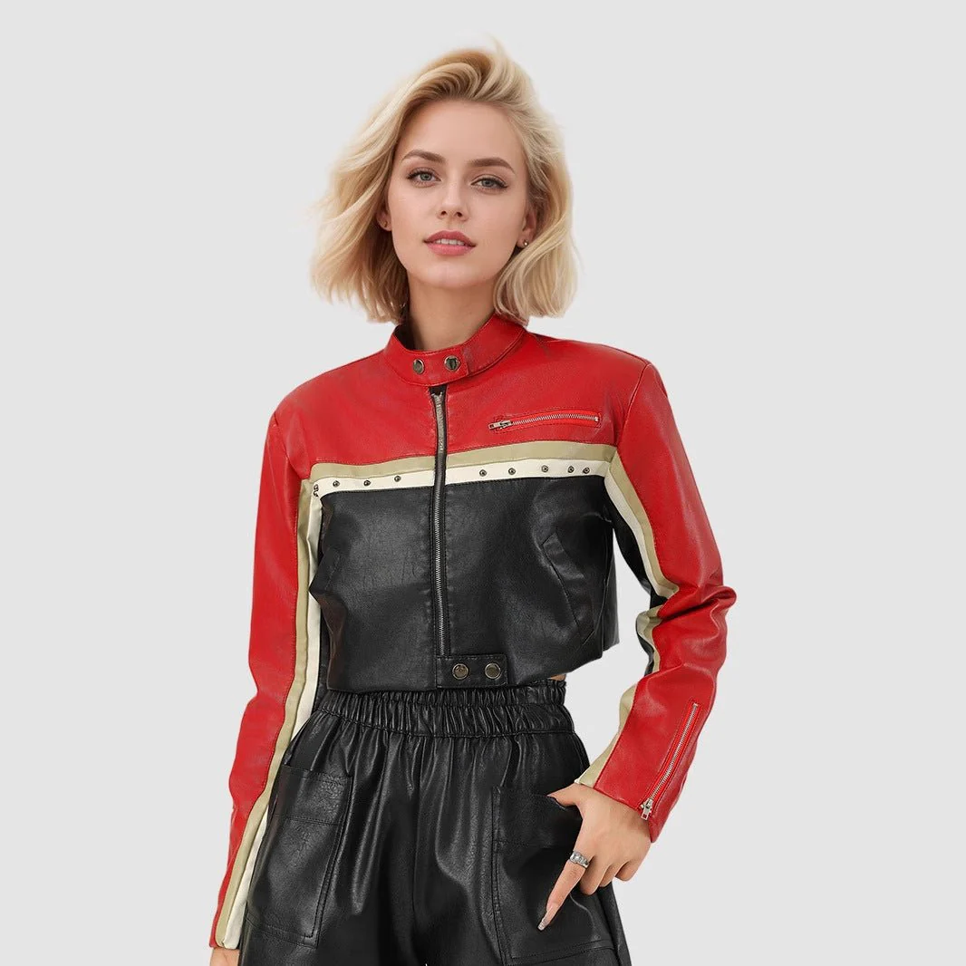 The Urban Rebel | Women's Loose Fit Black PU Leather Jacket - Image 3