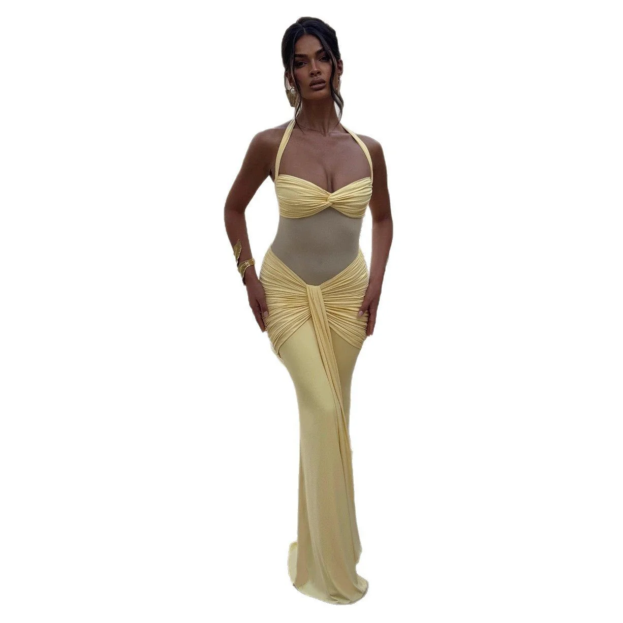 The Velvet Temptress | Women's Sleeveless Square-Neck Fish Tail Maxi Dress - Image 5