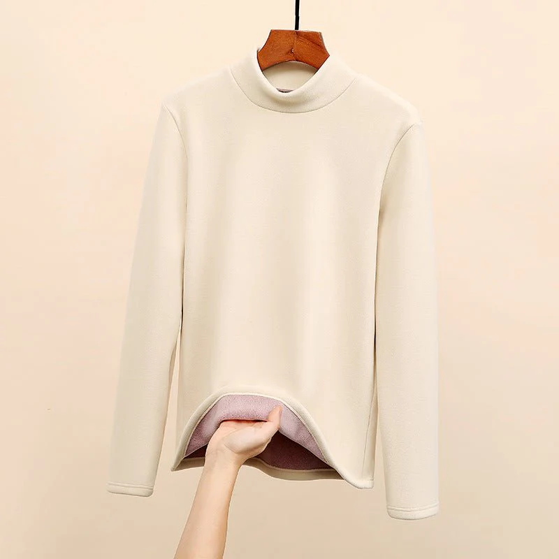The Velvet Whisper | Solid Color Semi-Turtleneck Velvet Slim Top - Image 7
