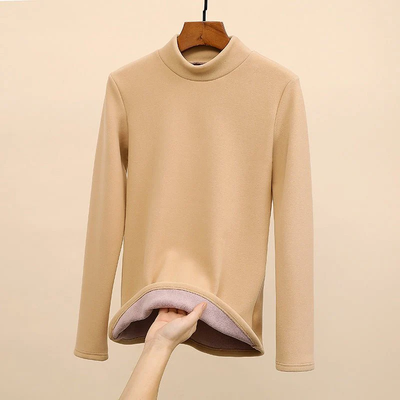 The Velvet Whisper | Solid Color Semi-Turtleneck Velvet Slim Top - Image 8