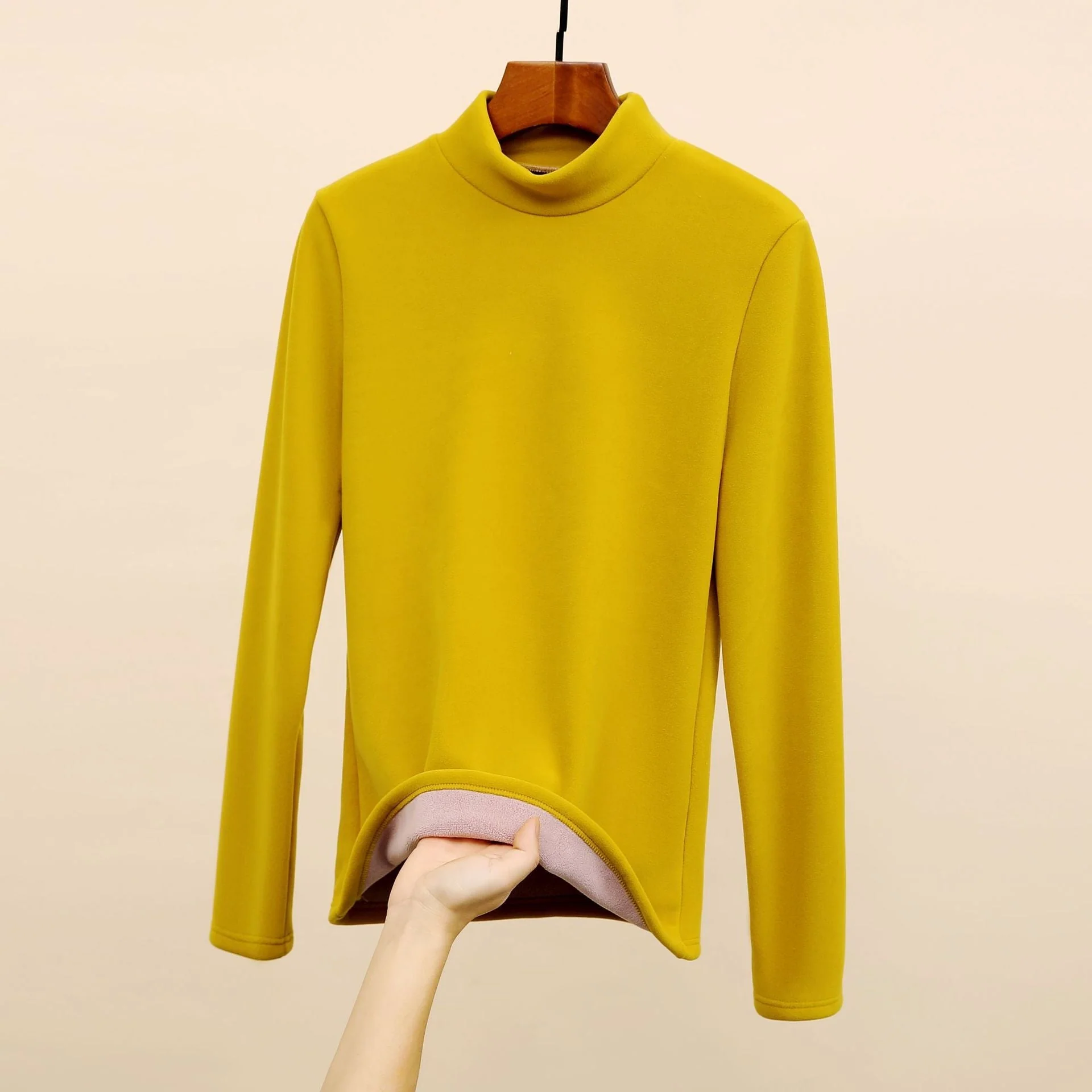 The Velvet Whisper | Solid Color Semi-Turtleneck Velvet Slim Top - Image 9