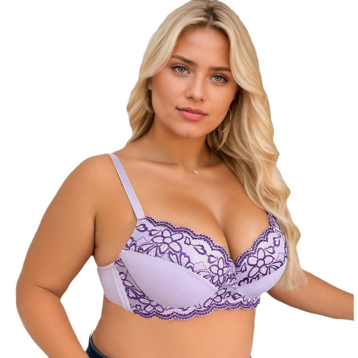 The Violet Charm | Plus Size Lace Back Underwire Gather Bra - Image 5