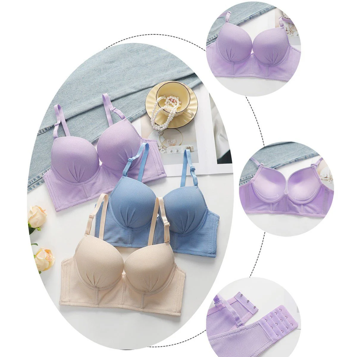The Violet Whisper | Women's Lace Underwire Push-Up Bra - Image 3