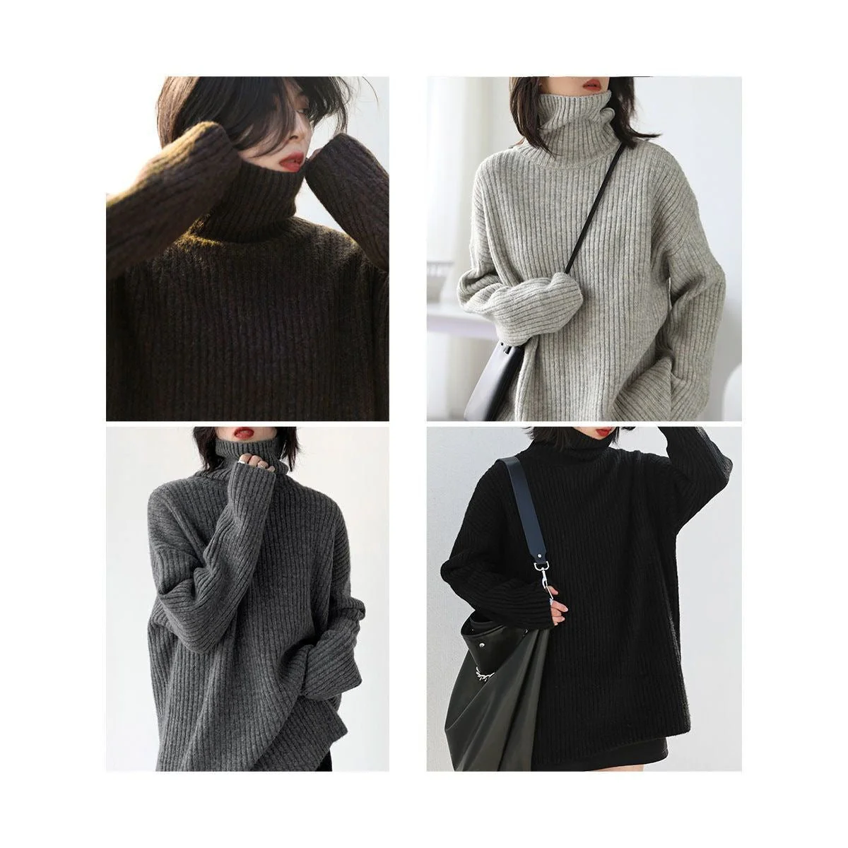 The Waffle Warmth | Women's Semi-Turtleneck Waffle Knit Pullover Sweater - Image 5